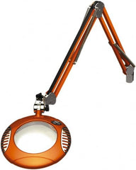 O.C. White - 43 Inch, Spring Suspension, Clamp on, LED, Brilliant Orange, Magnifying Task Light - 8 Watt, 7.5 and 15 Volt, 2x Magnification, 6 Inch Long - Exact Tooling