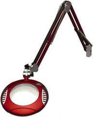 O.C. White - 43 Inch, Spring Suspension, Clamp on, LED, Blaze Red, Magnifying Task Light - 8 Watt, 7.5 and 15 Volt, 2x Magnification, 6 Inch Long - Exact Tooling