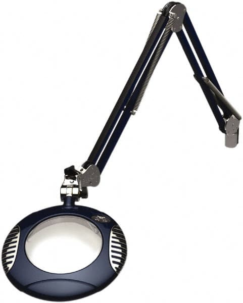O.C. White - 43 Inch, Spring Suspension, Clamp on, LED, Spectre Blue, Magnifying Task Light - 8 Watt, 7.5 and 15 Volt, 2x Magnification, 6 Inch Long - Exact Tooling