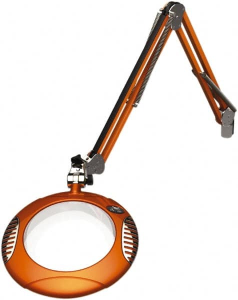 O.C. White - 43 Inch, Spring Suspension, Clamp on, LED, Brilliant Orange, Magnifying Task Light - 8 Watt, 7.5 and 15 Volt, 2x Magnification, 5-1/4 Inch Wide, 7-1/2 Inch Long - Exact Tooling
