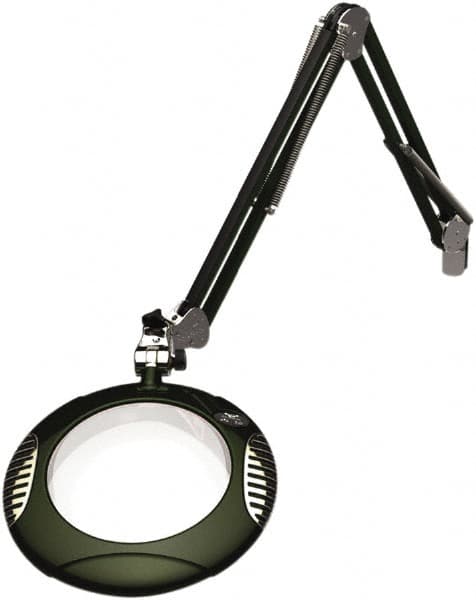 O.C. White - 43 Inch, Spring Suspension, Clamp on, LED, Racing Green, Magnifying Task Light - 8 Watt, 7.5 and 15 Volt, 2x Magnification, 5-1/4 Inch Wide, 7-1/2 Inch Long - Exact Tooling