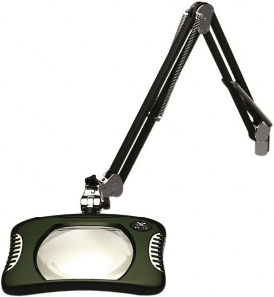 O.C. White - 43 Inch, Spring Suspension, Clamp on, LED, Racing Green, Magnifying Task Light - 8 Watt, 7.5 and 15 Volt, 2x Magnification, 5-1/4 Inch Wide, 7 Inch Long - Exact Tooling