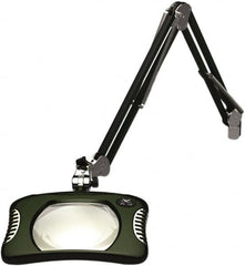 O.C. White - 43 Inch, Spring Suspension, Clamp on, LED, Racing Green, Magnifying Task Light - 8 Watt, 7.5 and 15 Volt, 2x Magnification, 5-1/4 Inch Wide, 7 Inch Long - Exact Tooling