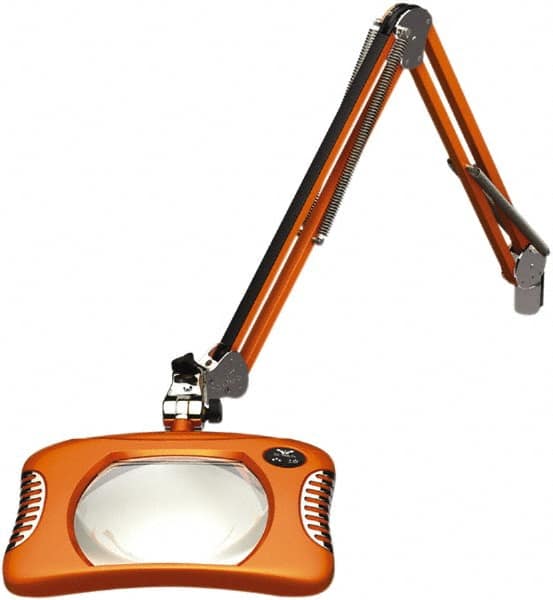 O.C. White - 43 Inch, Spring Suspension, Clamp on, LED, Brilliant Orange, Magnifying Task Light - 8 Watt, 7.5 and 15 Volt, 2x Magnification, 5-1/4 Inch Wide, 7 Inch Long - Exact Tooling