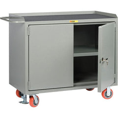 Little Giant - 3,600 Lb Capacity, 2 Door Mobile Service Bench - 41" Wide x 24" Deep x 43" High, Steel, Gray - Exact Tooling