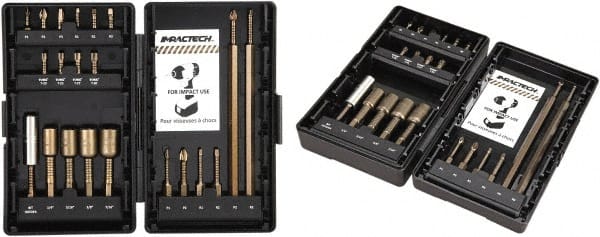 VEGA Industries - 21 Piece, Impact Driver Bit Set - #1 to #3, 1/4" Hex Drive, Phillips, Square, Torx Point - Exact Tooling