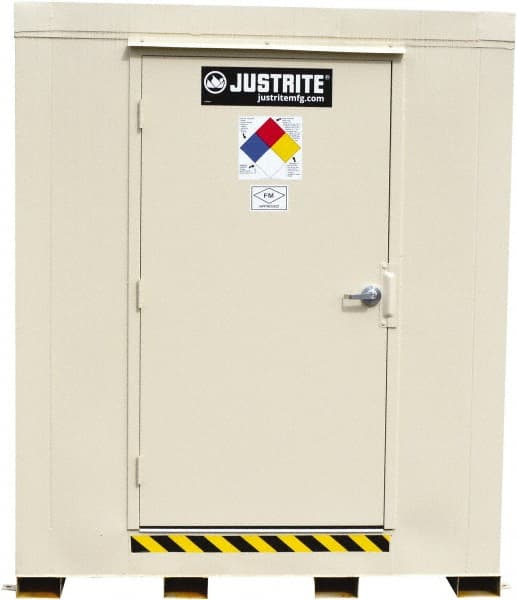 Justrite - 9 Drum, 155 Gal Sump Capacity, Locker - 7.91' Long x 7-1/2' Wide x 8.08' High, Galvanized Steel - Exact Tooling