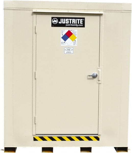 Justrite - 4 Drum, 71 Gal Sump Capacity, Locker - 6' Long x 5-1/2' Wide x 6.25' High, Galvanized Steel - Exact Tooling