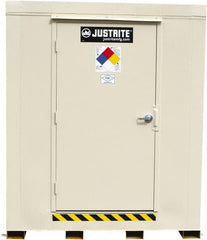 Justrite - 4 Drum, 71 Gal Sump Capacity, Locker - 6' Long x 5-1/2' Wide x 6.25' High, Galvanized Steel - Exact Tooling
