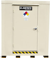 Justrite - 9 Drum, 168 Gal Sump Capacity, Locker - 8' Long x 7-1/2' Wide x 8.08' High, Galvanized Steel - Exact Tooling