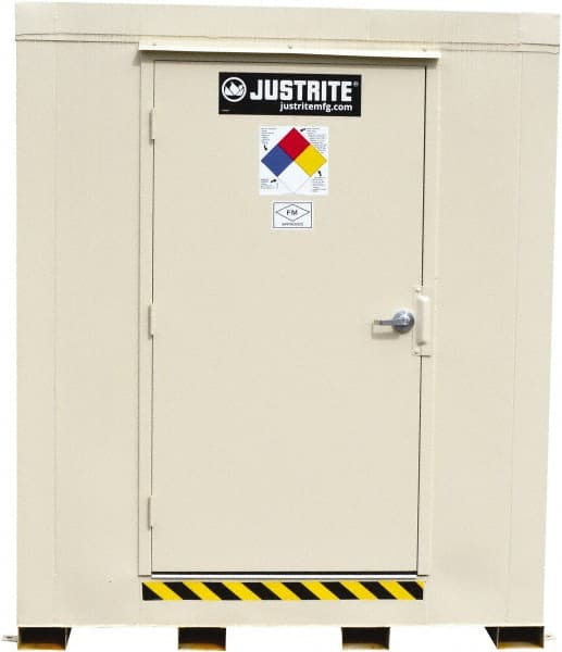 Justrite - 4 Drum, 80 Gal Sump Capacity, Locker - 6' Long x 5-1/2' Wide x 6.25' High, Galvanized Steel - Exact Tooling