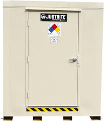 Justrite - 12 Drum, 205 Gal Sump Capacity, Locker - 7.33' Long x 10' Wide x 8' High, Galvanized Steel - Exact Tooling