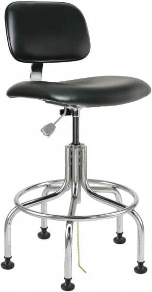 Bevco - 24-1/2 to 29-1/2" High Adjustable Height Swivel Stool - 22" Wide x 22" Deep, Vinyl Seat, Black - Exact Tooling