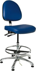Bevco - 19 to 26-1/2" High Adjustable Height Swivel Stool - 27" Wide x 27" Deep, Vinyl Seat, Blue - Exact Tooling