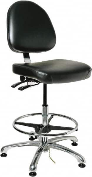 Bevco - 19 to 26-1/2" High Adjustable Height Swivel Stool - 27" Wide x 27" Deep, Vinyl Seat, Black - Exact Tooling