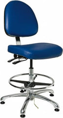 Bevco - 19 to 26-1/2" High Adjustable Height Swivel Stool - 27" Wide x 27" Deep, Vinyl Seat, Blue - Exact Tooling