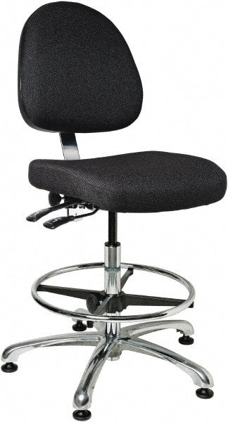 Bevco - 19 to 26-1/2" High Adjustable Height Swivel Stool - 27" Wide x 27" Deep, 100% Olefin Seat, Ebony - Exact Tooling
