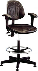 Bevco - 20 to 27-1/2" High Adjustable Height Swivel Stool - 27" Wide x 27" Deep, Polyurethane Seat, Black - Exact Tooling