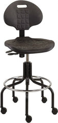 Bevco - 25 to 30" High Adjustable Height Swivel Stool - 27" Wide x 22" Deep, Polyurethane Seat, Black - Exact Tooling