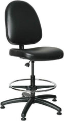 Bevco - 20 to 27-1/2" High Adjustable Height Swivel Stool - 27" Wide x 27" Deep, Vinyl Seat, Black - Exact Tooling