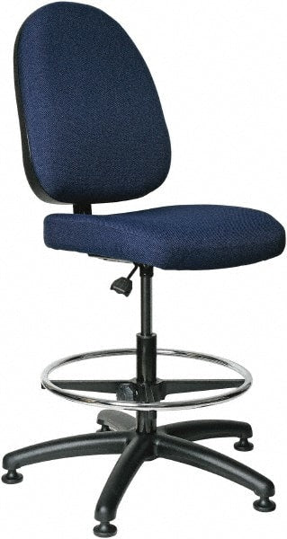 Bevco - 20 to 27-1/2" High Adjustable Height Swivel Stool - 27" Wide x 27" Deep, 100% Olefin Seat, Navy - Exact Tooling