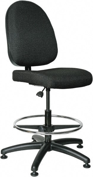 Bevco - 20 to 27-1/2" High Adjustable Height Swivel Stool - 27" Wide x 27" Deep, 100% Olefin Seat, Black - Exact Tooling