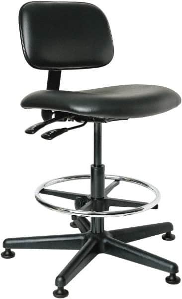 Bevco - 19-1/2 to 27" High Adjustable Height Swivel Stool - 27" Wide x 27" Deep, Vinyl Seat, Black - Exact Tooling