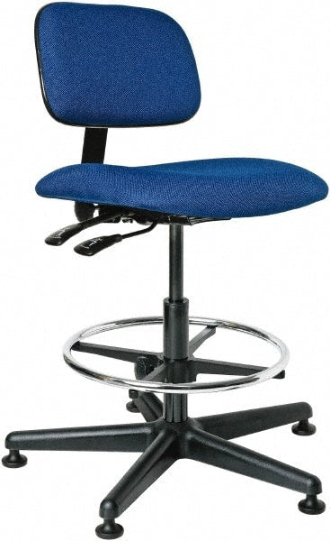 Bevco - 19-1/2 to 27" High Adjustable Height Swivel Stool - 27" Wide x 27" Deep, 100% Olefin Seat, Royal Blue - Exact Tooling