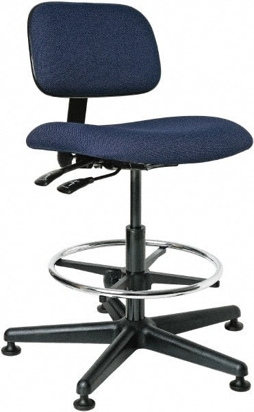 Bevco - 19-1/2 to 27" High Adjustable Height Swivel Stool - 27" Wide x 27" Deep, 100% Olefin Seat, Navy - Exact Tooling