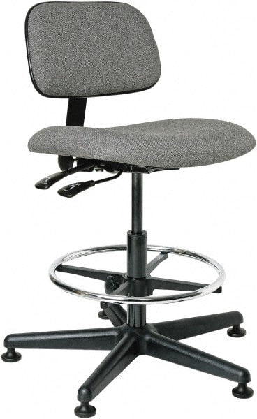 Bevco - 19-1/2 to 27" High Adjustable Height Swivel Stool - 27" Wide x 27" Deep, 100% Olefin Seat, Gray - Exact Tooling