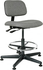 Bevco - 19-1/2 to 27" High Adjustable Height Swivel Stool - 27" Wide x 27" Deep, 100% Olefin Seat, Gray - Exact Tooling