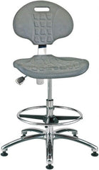 Bevco - 20-1/2 to 30-1/2" High Adjustable Height Swivel Stool - 27" Wide x 27" Deep, Polyurethane Seat, Gray - Exact Tooling