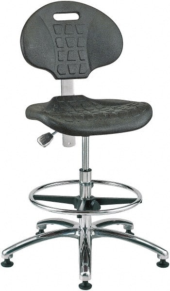 Bevco - 20-1/2 to 30-1/2" High Adjustable Height Swivel Stool - 27" Wide x 27" Deep, Polyurethane Seat, Black - Exact Tooling
