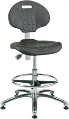 Bevco - 20-1/2 to 30-1/2" High Adjustable Height Swivel Stool - 27" Wide x 27" Deep, Polyurethane Seat, Black - Exact Tooling