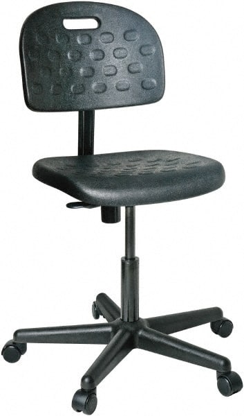 Bevco - 16 to 21" High Adjustable Height Swivel Stool - 25" Wide x 25" Deep, Polyurethane Seat, Black - Exact Tooling