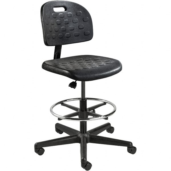 Bevco - 22-1/4 to 32" High Adjustable Height Swivel Stool - 27" Wide x 27" Deep, Polyurethane Seat, Black - Exact Tooling