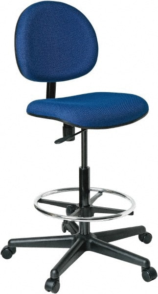 Bevco - 21 to 31" High Adjustable Height Swivel Stool - 27" Wide x 27" Deep, 100% Olefin Seat, Blue - Exact Tooling