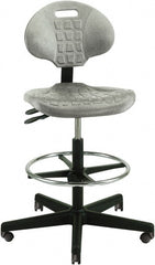 Bevco - 21 to 31" High Adjustable Height Swivel Stool - 27" Wide x 27" Deep, Polyurethane Seat, Gray - Exact Tooling