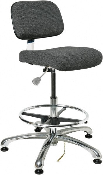 Bevco - 19 to 26-1/2" High Adjustable Height Swivel Stool - 27" Wide x 27" Deep, Conductive Cloth Seat, Gray - Exact Tooling