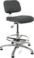 Bevco - 19 to 26-1/2" High Adjustable Height Swivel Stool - 27" Wide x 27" Deep, Conductive Cloth Seat, Gray - Exact Tooling