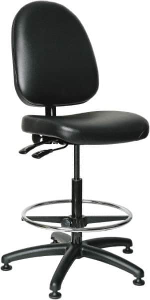 Bevco - 24 to 34" High Adjustable Height Swivel Stool - 27" Wide x 27" Deep, Vinyl Seat, Black - Exact Tooling