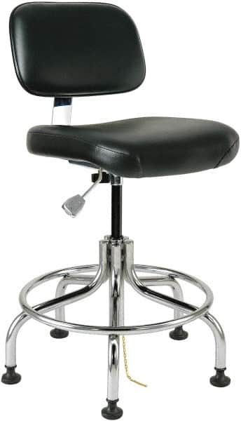 Bevco - 20 to 25" High Adjustable Height Swivel Stool - 27" Wide x 22" Deep, ESD Vinyl Seat, Black - Exact Tooling