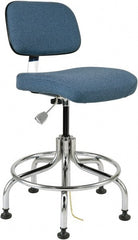 Bevco - 20 to 25" High Adjustable Height Swivel Stool - 27" Wide x 22" Deep, Conductive Cloth Seat, Slate Blue - Exact Tooling