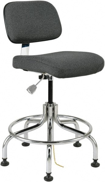 Bevco - 20 to 25" High Adjustable Height Swivel Stool - 27" Wide x 22" Deep, Conductive Cloth Seat, Gray - Exact Tooling