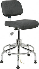 Bevco - 20 to 25" High Adjustable Height Swivel Stool - 27" Wide x 22" Deep, Conductive Cloth Seat, Gray - Exact Tooling