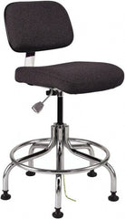 Bevco - 20 to 25" High Adjustable Height Swivel Stool - 27" Wide x 22" Deep, Conductive Cloth Seat, Ebony - Exact Tooling