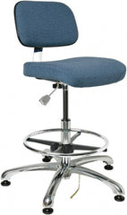Bevco - 19 to 26-1/2" High Adjustable Height Swivel Stool - 27" Wide x 27" Deep, Conductive Cloth Seat, Slate Blue - Exact Tooling