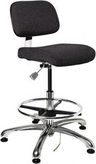 Bevco - 19 to 26-1/2" High Adjustable Height Swivel Stool - 27" Wide x 27" Deep, Conductive Cloth Seat, Ebony - Exact Tooling