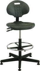 Bevco - 21 to 31" High Adjustable Height Swivel Stool - 27" Wide x 27" Deep, Polyurethane Seat, Black - Exact Tooling