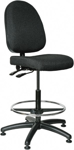 Bevco - 24 to 34" High Adjustable Height Swivel Stool - 27" Wide x 27" Deep, 100% Olefin Seat, Black - Exact Tooling